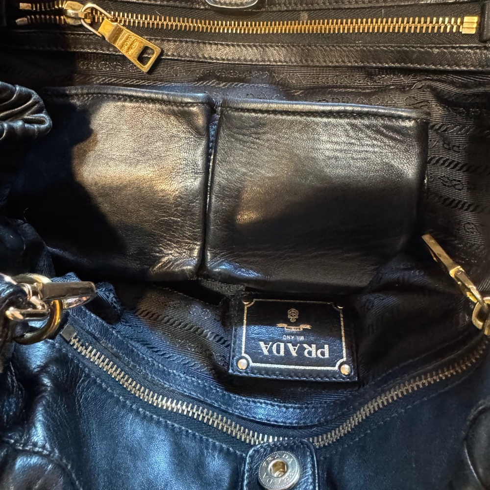 Prada Black Leather Ruched Satchel Bag - Picture 8 of 8